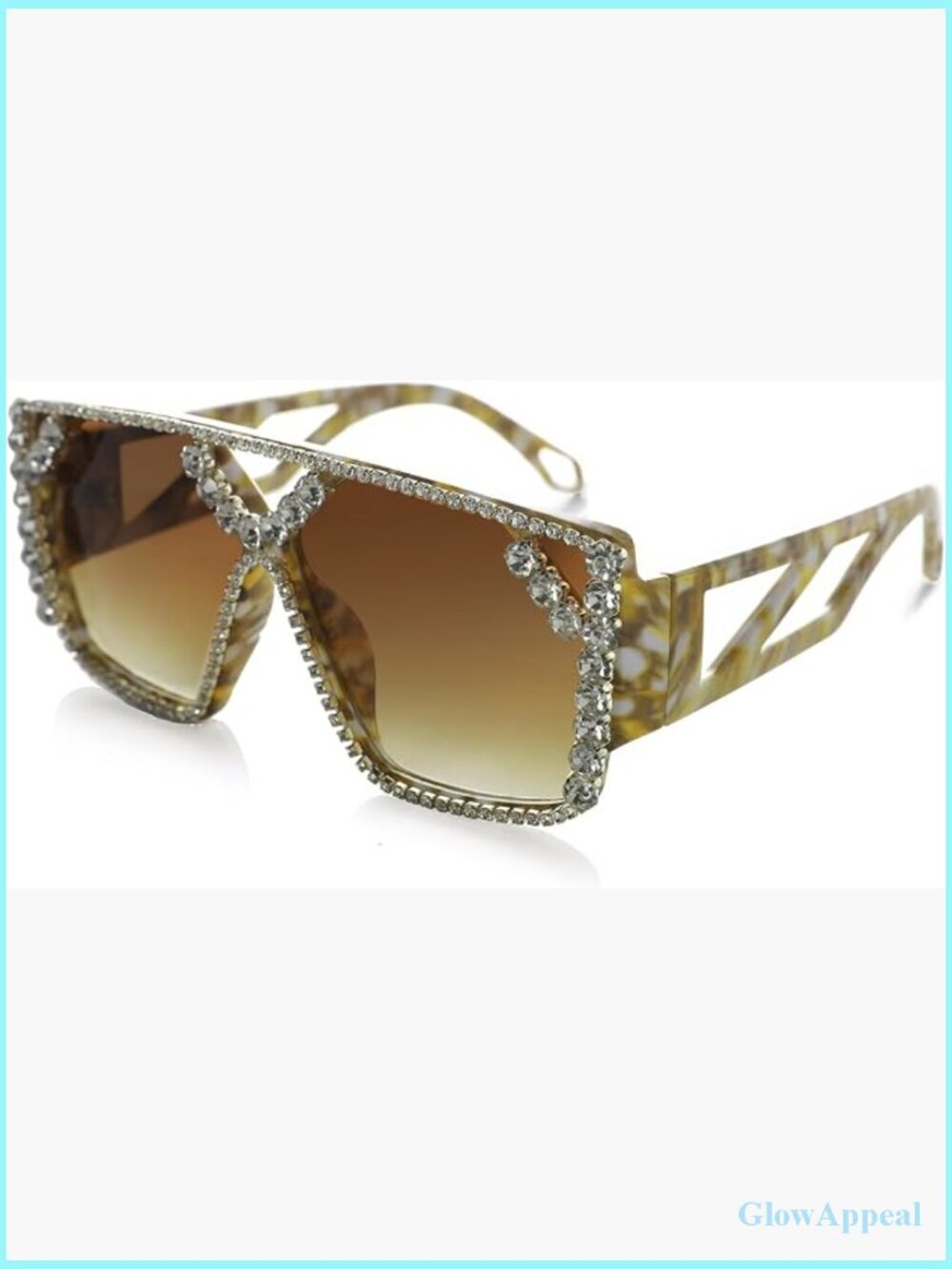 Oversized Square Rhinestone Sunglasses UV400 Protection Sparkly Retro Shades